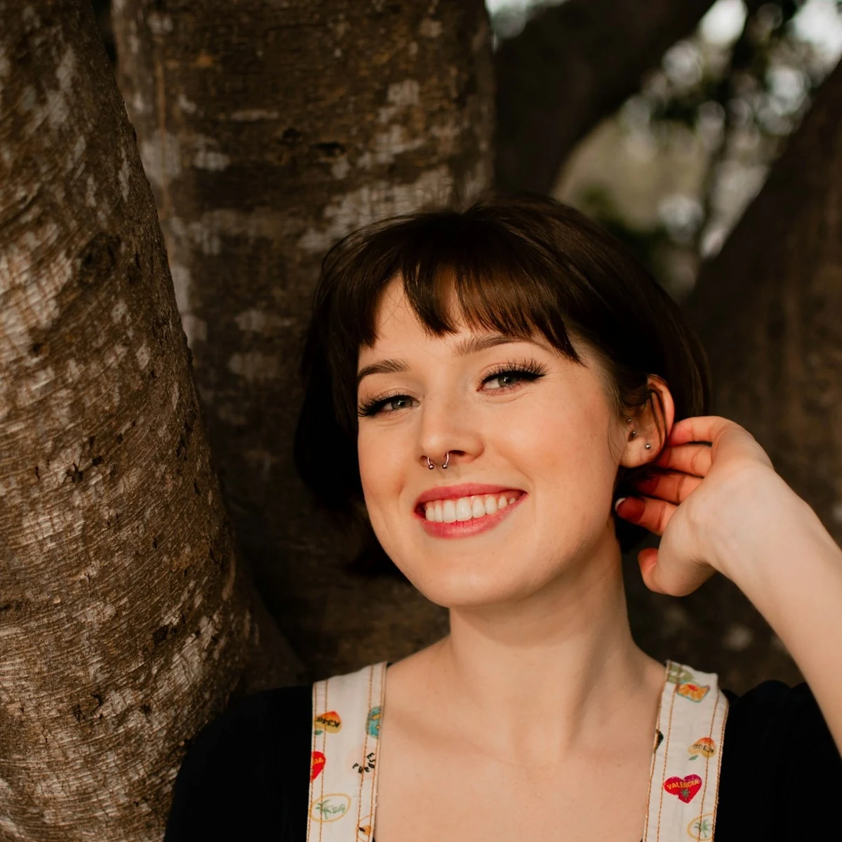 Smiling woman outdoors
